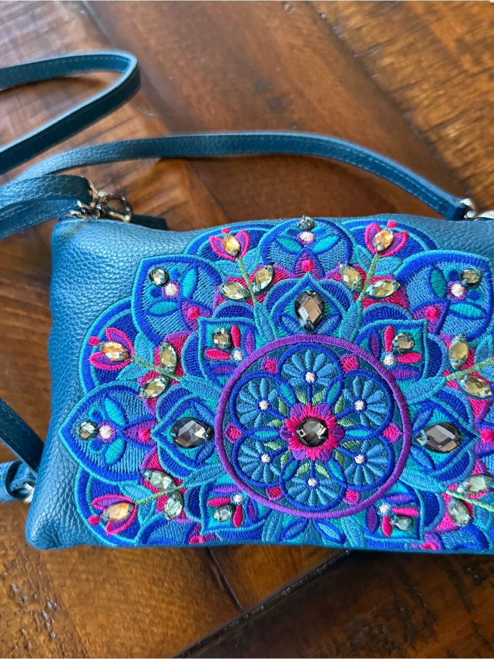 Brighton "Journey to India" Embroidered Crossbody Bag with Jewel Accents